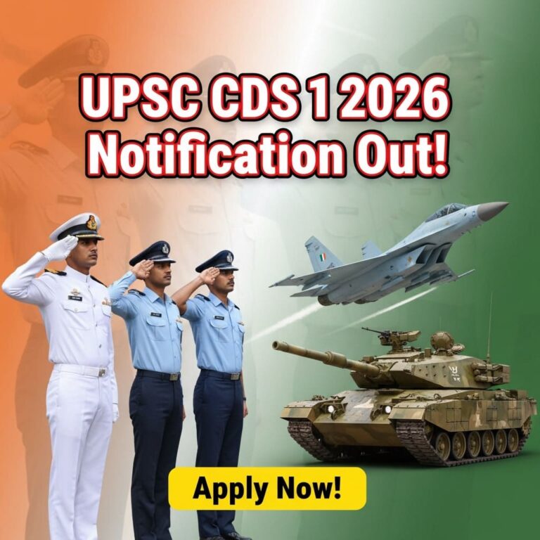 UPSC CDS 1 2026 Apply Online For 451 Posts Notification Here